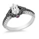 Oval Crystal Engagement Ring in White Copper and zinc alloy with Black Rhodium