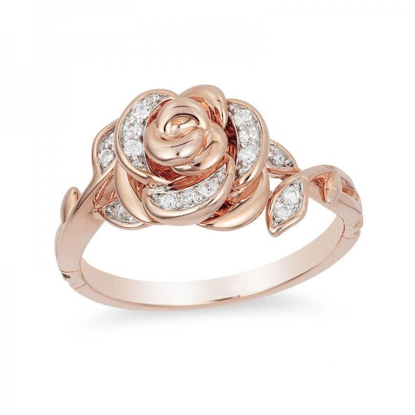 Crystal Rose Ring in Rose Copper and zinc alloy