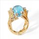 Blue crystal ball copper tree ring