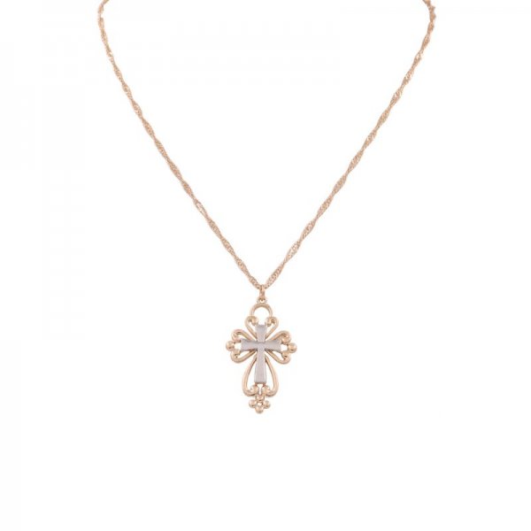 Cross Pendant Twisted Chain Necklace