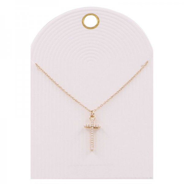 Cream Pearl Cross Necklace