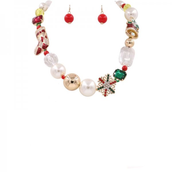 Christmas Holiday Bead Necklace Set