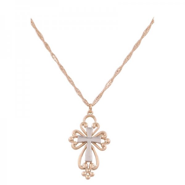 Cross Pendant Twisted Chain Necklace