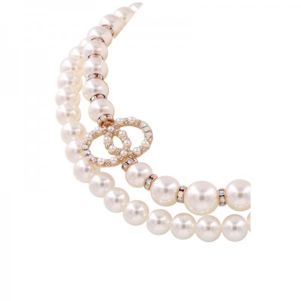 Cream Pearl Double Ring Necklace Set