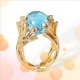 Blue crystal ball copper tree ring